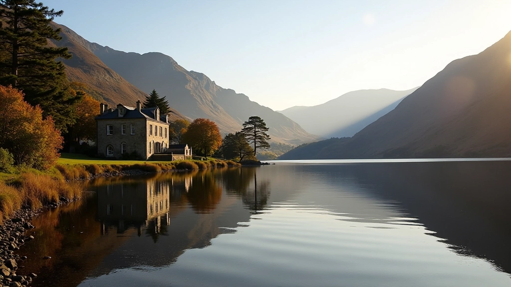 Mountain lake with surrounding landscape