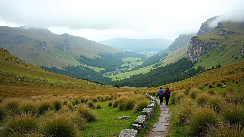 Rocky mountain ridge with panoramic views across Galway landscape