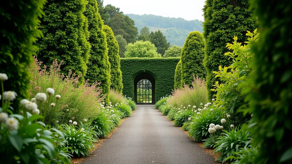Victorian gardens with restored stone walls and heritage plants