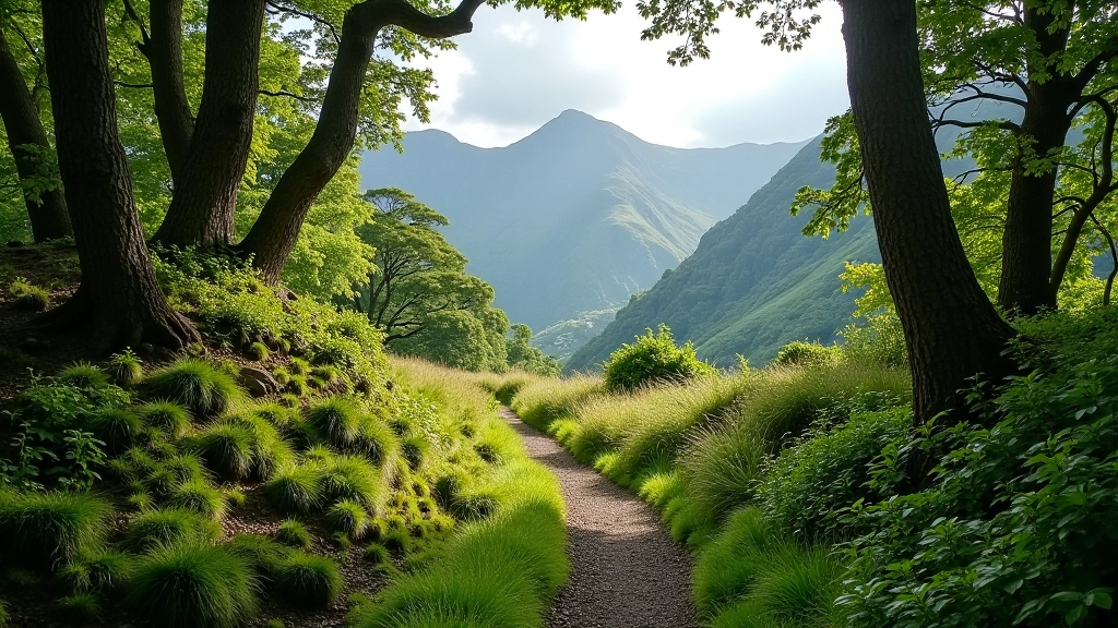 Woodland Ridge Trail to Pollacappul Waterfall - native woodland with elevation gain and mountain views